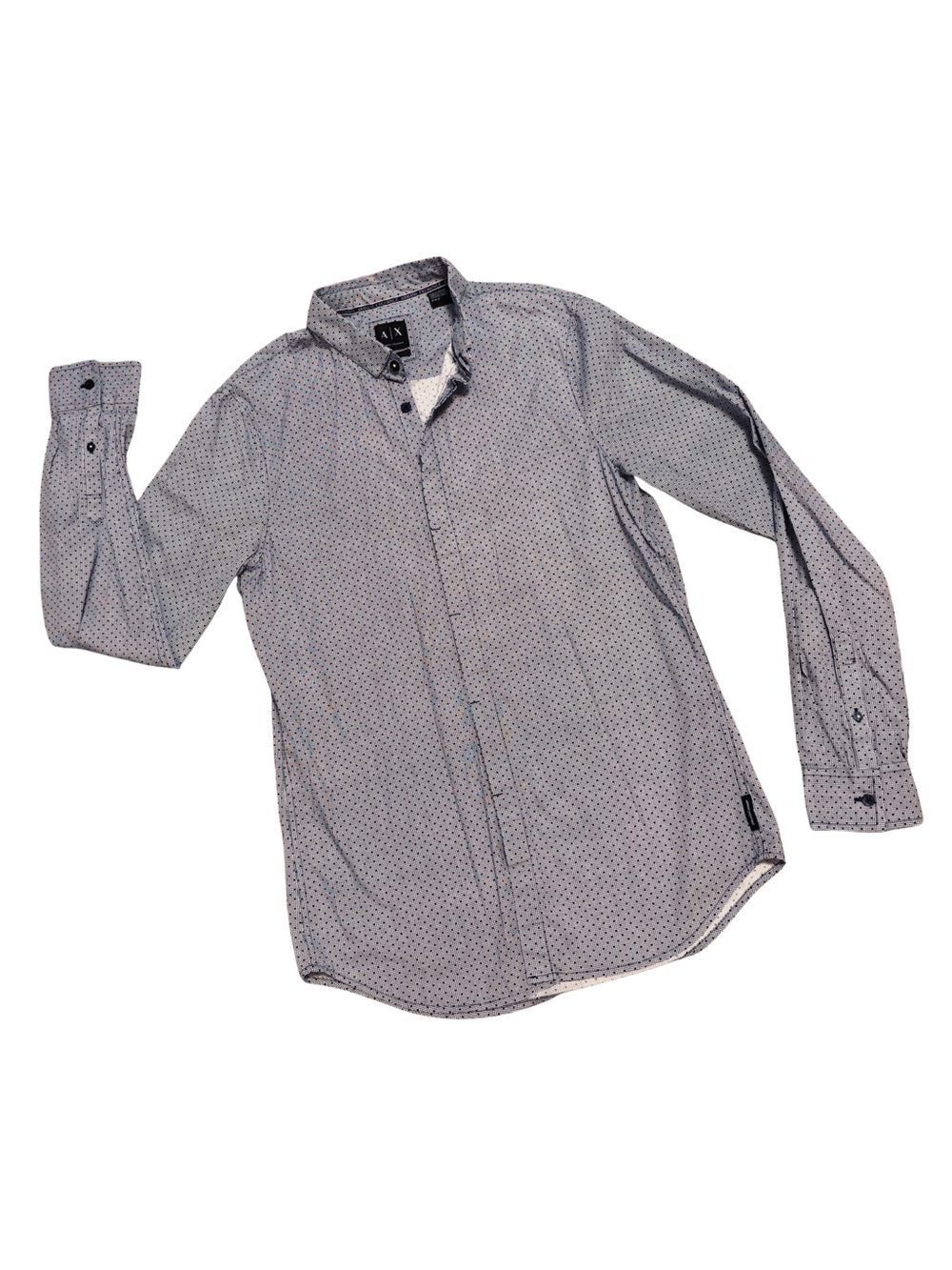 Armani Exchange Men's Light Gray Dot-Print Button-Up Shirt